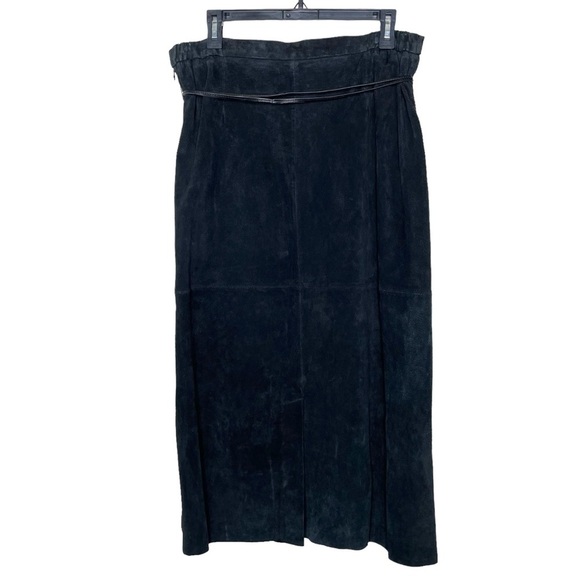 NWT Pamela McCoy Genuine Leather Western Boho Midi Skirt Black Large - Picture 4 of 15